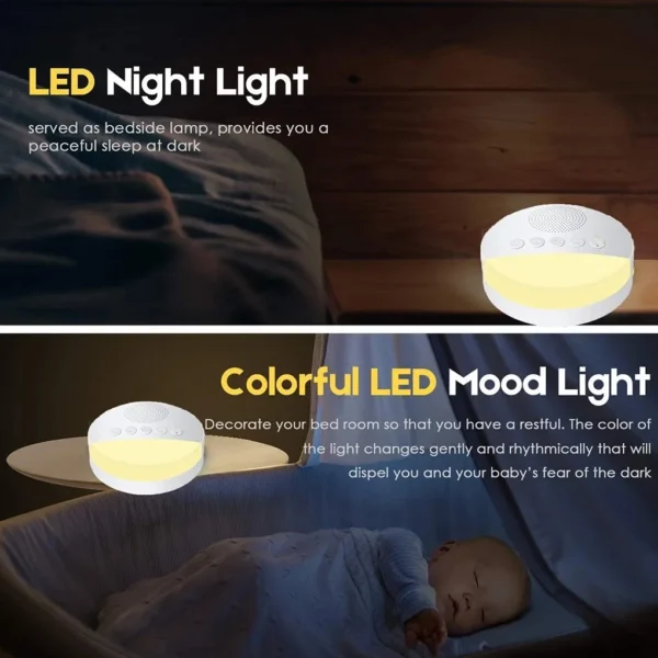 Portable Baby White Noise Machine USB Rechargeable Timed Shutdown Sleep Machine Baby Sleep Sound Player Night Light Noise Player - Image 5