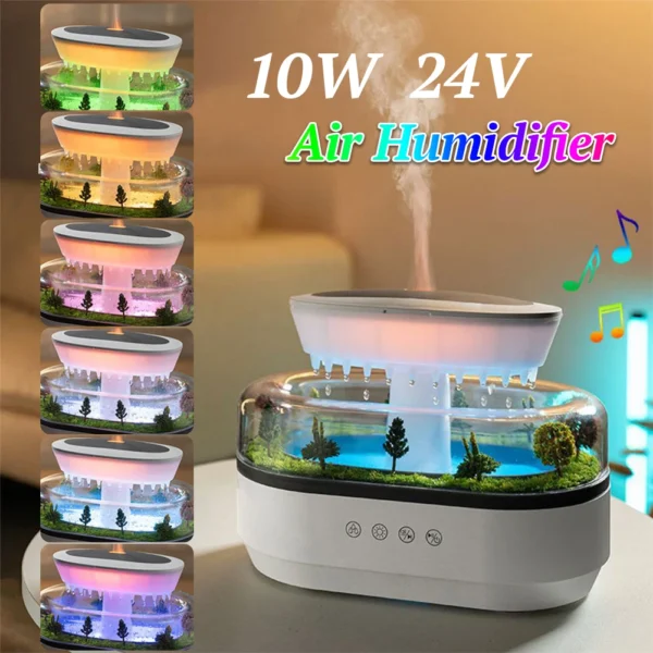 Essential Oil Diffuser Water Drip Micro Landscape Air Diffuser Humidifier with 7 Night Light for Bedroom Home Office