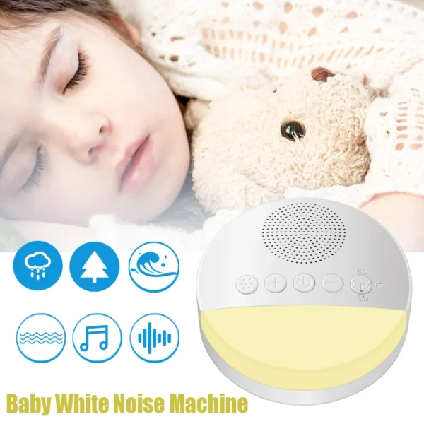 Portable Baby White Noise Machine USB Rechargeable Timed Shutdown Sleep Machine Baby Sleep Sound Player Night Light Noise Player