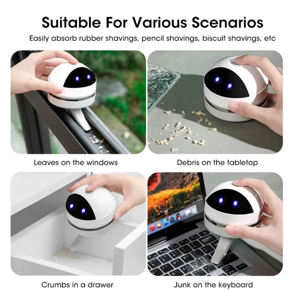 Desktop Wireless Vacuum Cleaner Robot Vacuum Cleaner USB Charge Belt Cleaning Brush Home Office Keyboard Desktop Vacuum Cleaner - Image 6