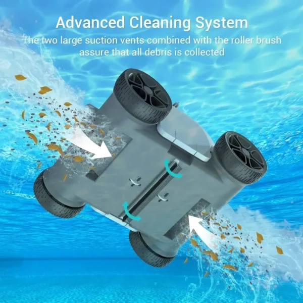 Cordless swimming pool vacuum cleaner robot with dual drive motors, automatic parking technology, 90 minute cleaning time - Image 3