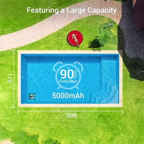 Cordless swimming pool vacuum cleaner robot with dual drive motors, automatic parking technology, 90 minute cleaning time - Image 2